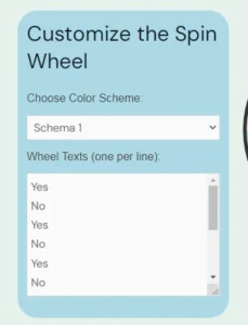 costumize the yes or no wheel